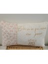 Coussin 30x50 à message double gaze et broderie anglaise