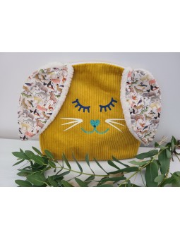 Trousse de toilette lapin personnalisée prénom en velours et liberty petits animaux