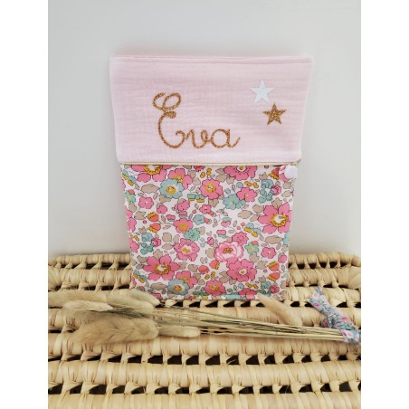 Protège carnet de santé liberty Betsy cupcake / double gaze personnalisable avec prénom