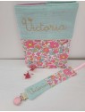 Protège carnet de santé liberty Betsy cupcake / double gaze personnalisable avec prénom