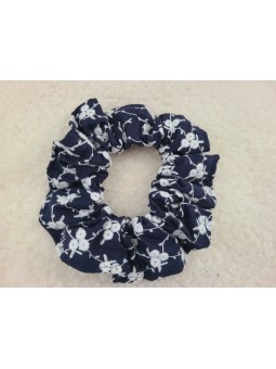 Chouchou broderie anglaise marine et blanche