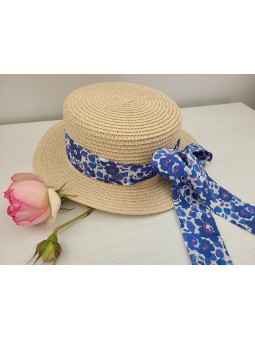 Chapeau de paille dame et noeud liberty Betsy