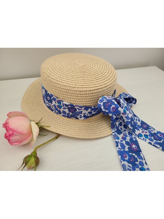 Chapeau de paille dame et noeud liberty Betsy