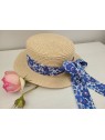 Chapeau de paille dame et noeud liberty Betsy