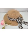 Chapeau de paille dame et noeud léopard