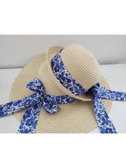Chapeau de paille fillette et noeud liberty