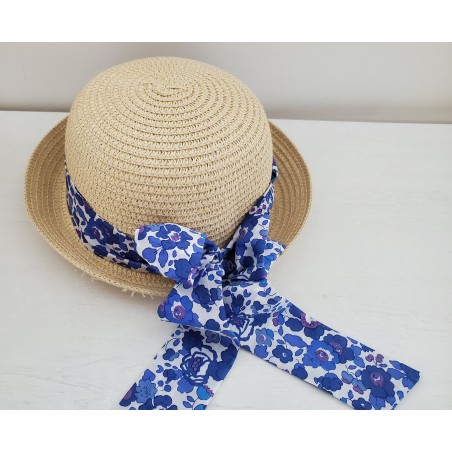 Chapeau de paille fillette et noeud liberty