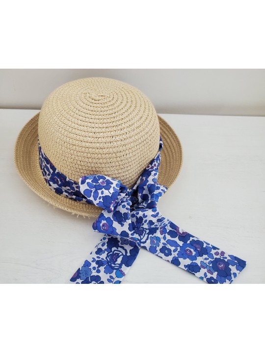 Chapeau de paille fillette et noeud liberty Betsy