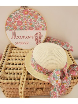 Chapeau de paille fillette et noeud liberty Betsy