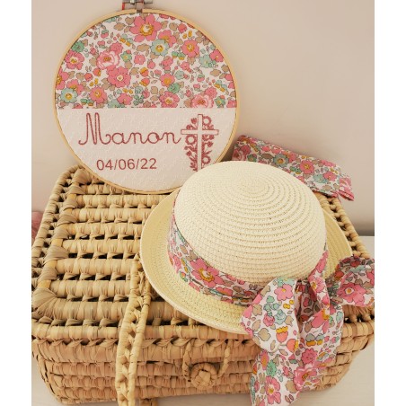 Chapeau de paille fillette et noeud liberty Betsy