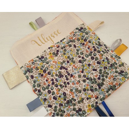 Doudou étiquettes liberty petits animaux personnalisé tout doux