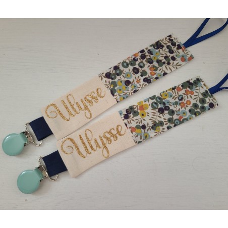 Attache tétine liberty Wiltshire autumn personnalisée
