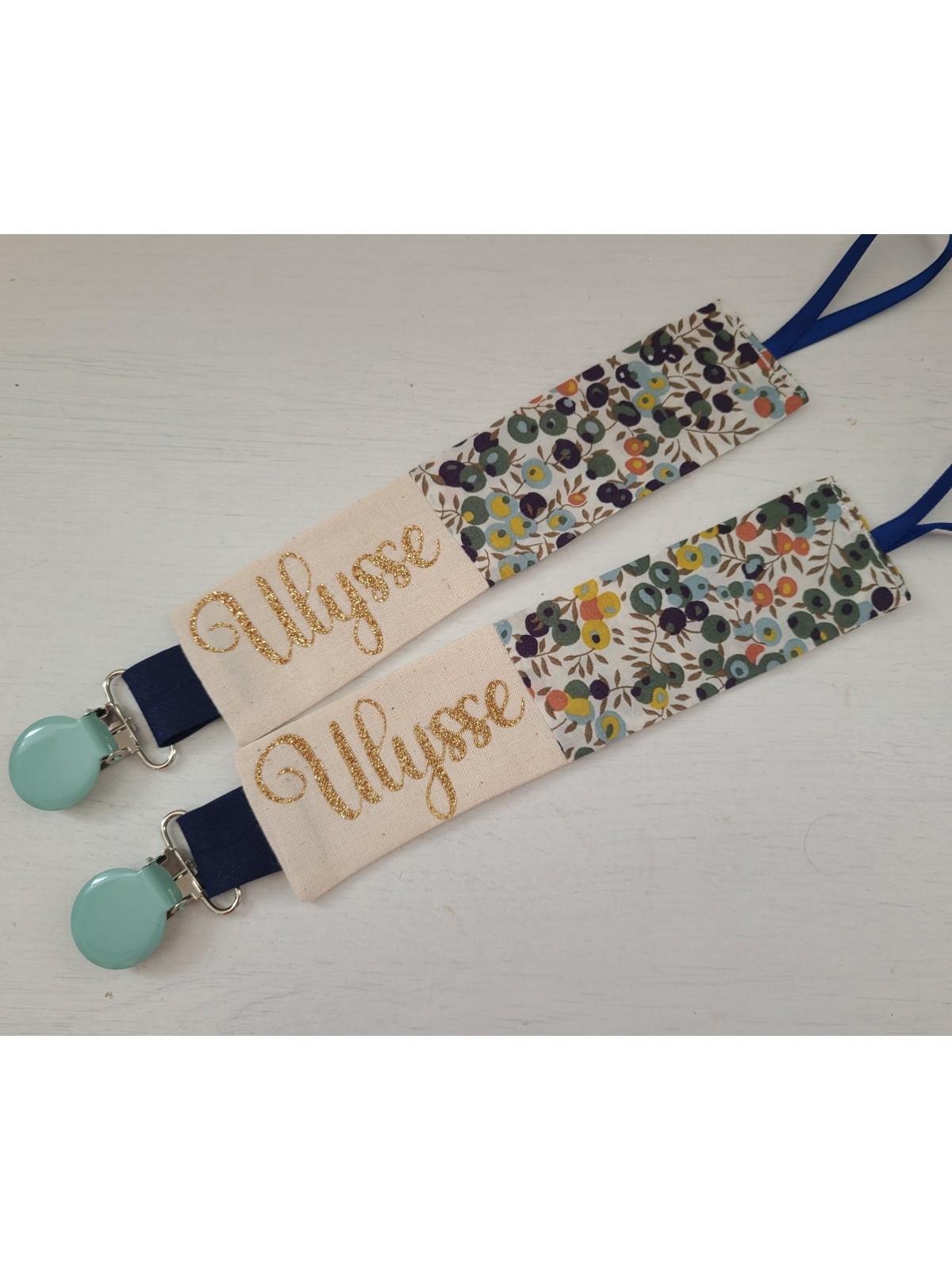 Attache tétine liberty Wiltshire autumn personnalisée