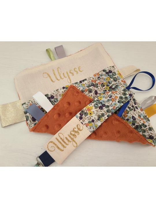 Attache tétine liberty Wiltshire autumn personnalisée