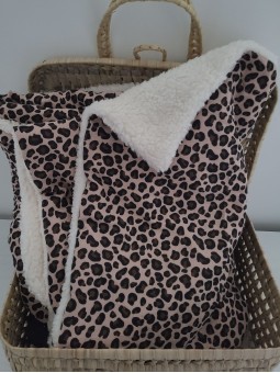 Couverture double gaze léopard moumoute 150x150