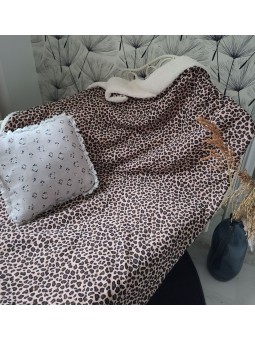 Couverture double gaze léopard moumoute 150x150