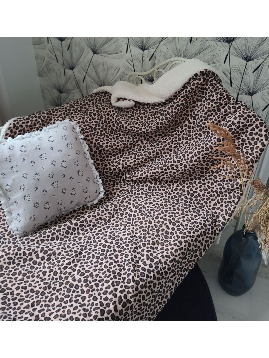 Couverture double gaze léopard moumoute 150x150