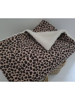 Couverture double gaze léopard moumoute 150x150