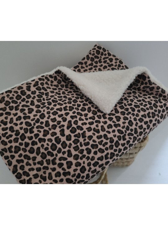 Couverture double gaze léopard moumoute 150x150