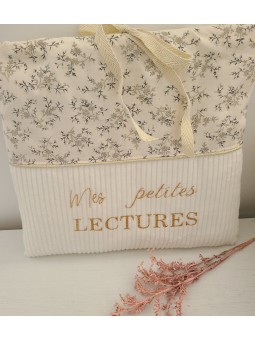 Pochette livre en velours et coton fleuri