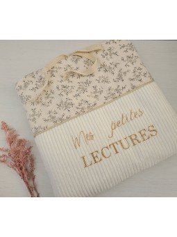 Pochette livre en velours et coton fleuri