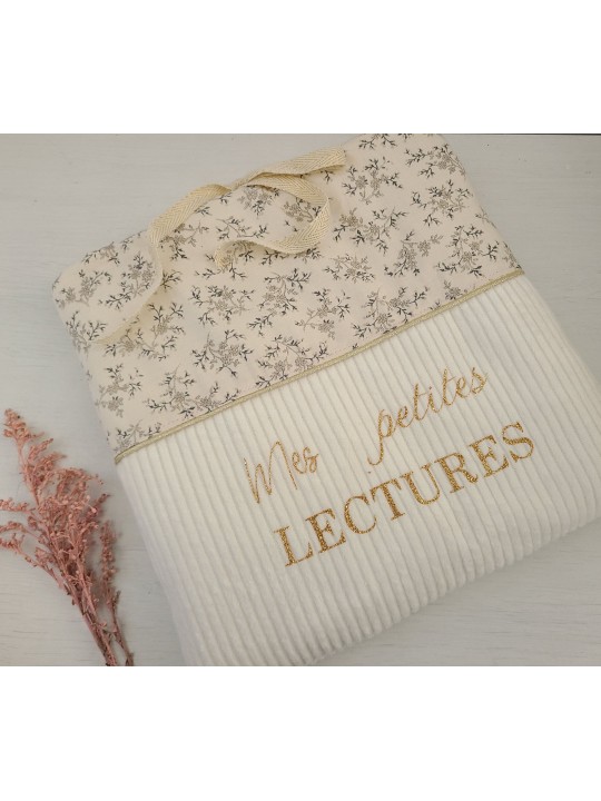 Pochette livre en velours et coton fleuri