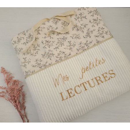 Pochette livre en velours et coton fleuri