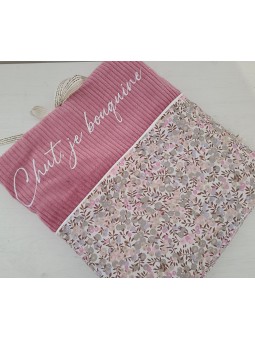 Pochette livre en velours et liberty wiltshire fluo