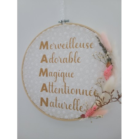 Tambour de décoration fleurs séchées MAMAN