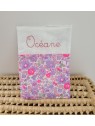 Protège carnet de santé liberty Betsy fluo et broderie anglaise