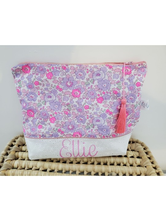 Sac bowling personnalisé (sport, week-end ...) en liberty Betsy neon et matelassé marine