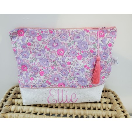 Trousse de toilette personnalisée prénom liberty Betsy neon