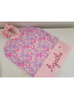 Grande serviette élastiquée liberty Betsy neon pour maternelle ou tissus au choix