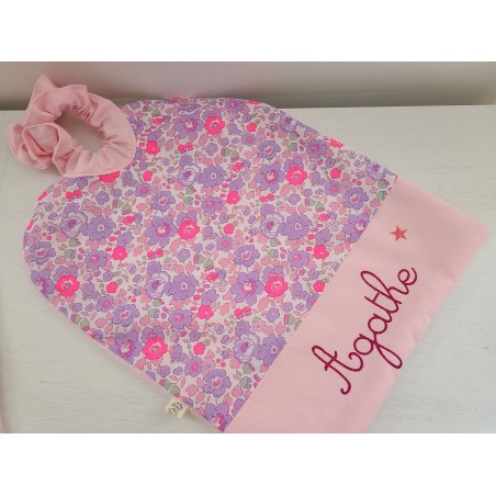 Grande serviette élastiquée liberty Betsy neon pour maternelle ou tissus au choix