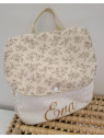 Sac à dos maternelle / crèche velours et double gaze fleurie mixte personnalisé