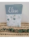 Protège carnet de santé coton eucalyptus et lin personnalisable avec prénom