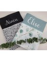 Protège carnet de santé coton eucalyptus et lin personnalisable avec prénom