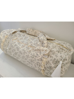 Sac à dos maternelle / crèche velours et double gaze fleurie mixte personnalisé