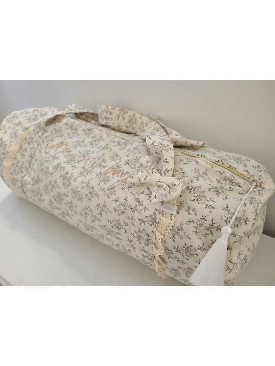 Sac à dos maternelle / crèche velours et double gaze fleurie mixte personnalisé