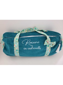 Sac week-end) en liberty Betsy et velours, personnalisé