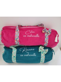 Sac week-end) en liberty Betsy et velours, personnalisé