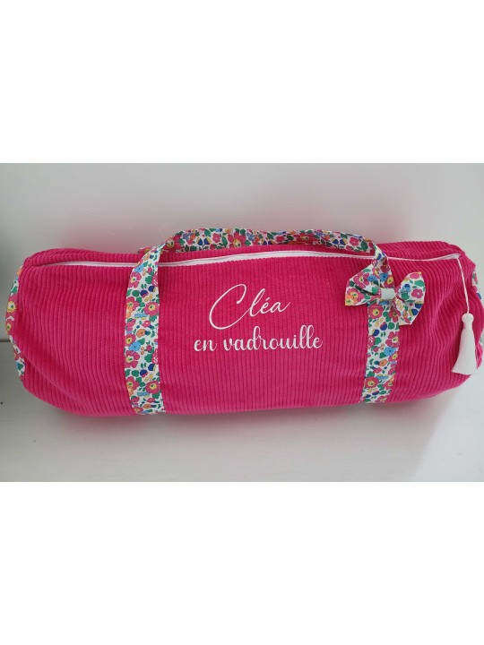 Sac week-end) en liberty Betsy et velours, personnalisé