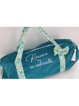 Sac week-end) en liberty Betsy et velours, personnalisé