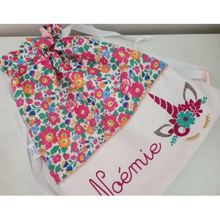 Sac pochon sac à dos personnalisable pour crèche ou maternelle liberty Betsy neon