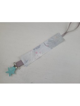 Attache tétine en coton jungle personnalisée prénom