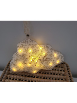 Veilleuse LED nuage personnalisable en double gaze fleurie mixte