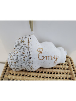 Veilleuse LED nuage personnalisable liberty Theo moutarde et double gaze