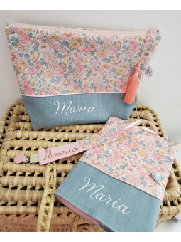 Trousse de toilette personnalisée, Betsy Barbapapa et lin
