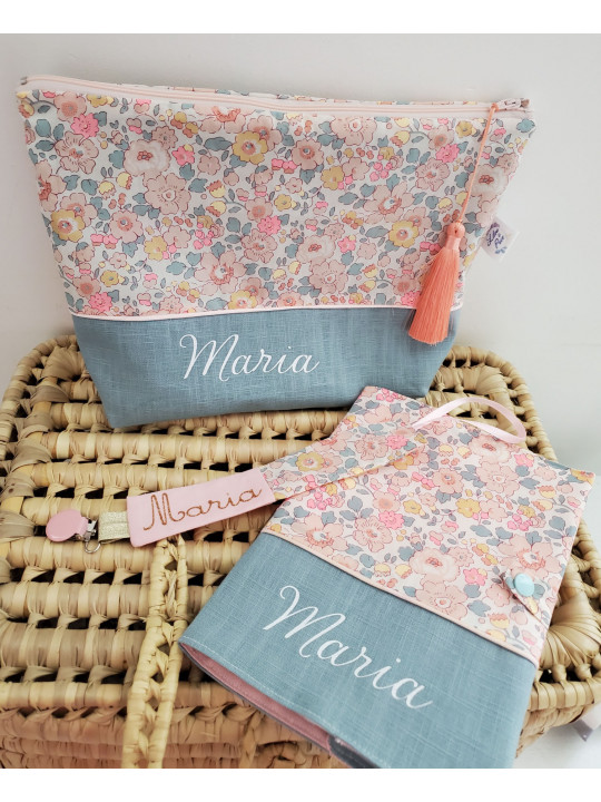 Trousse de toilette personnalisée, Betsy Barbapapa et lin