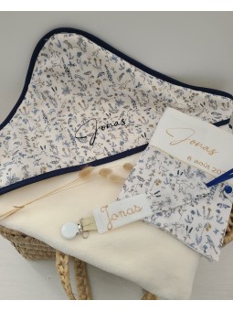 Trousse de toilette personnalisée pour bébé en liberty (doublée de coton enduit)